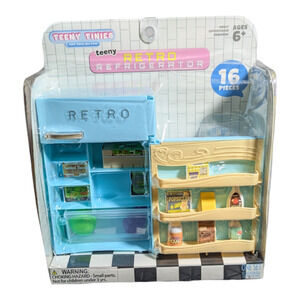 RETRO REFRIGERATOR Mini Playset Toy Doll Dollhouse  6.5"x4" Mini Food & Drinks